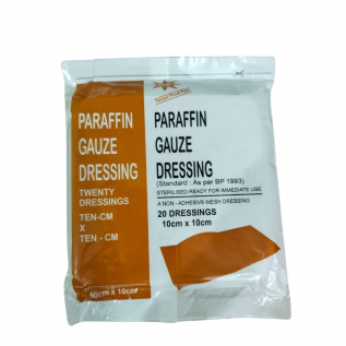 Paraffin Dressing Gauze 10cm x 10cm Sterile Wound Pad