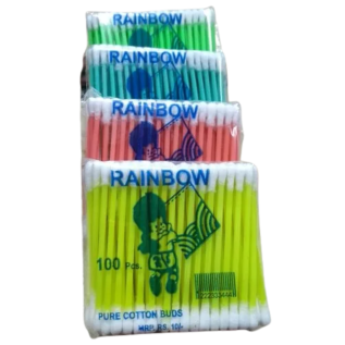 Rainbow Ear Buds – Colourful Cotton Swabs with Soft Tips for Daily Hygiene | Pack of 12 Disposable Ear Cleaning Buds