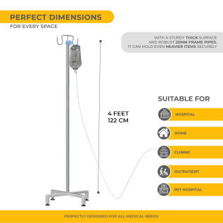 Infusion Stand – Adjustable IV Drip Stand for Hospital and Clinic Use | Durable Medical Drip Pole for Patient Care