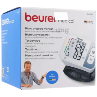 Beurer BC28 Wrist Blood Pressure Monitor – Compact Wrist BP Machine with WHO Indicator and Automatic Measurement