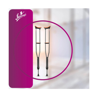 Flamingo Underarm Crutches OC 2111 - Adjustable, Lightweight & Comfortable Support for Mobility Aid