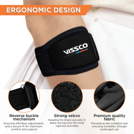 Vissco PC2617 Tennis Elbow Support | Comfortable Elbow Brace for Pain Relief & Compression Therapy
