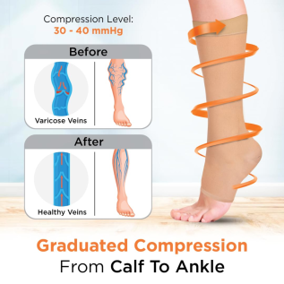 Vissco Knee Length Compression Stockings for Leg Circulation