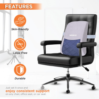Vissco Smart Orthopaedic Back Rest with Ergonomic Back Cushion for Ultimate Orthopaedic Lumbar Support