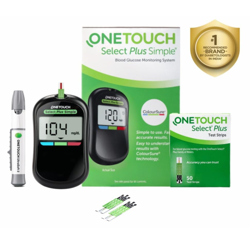 One Touch Select Plus Glucometer with 50 Test Strips – Accurate Diabetes Monitoring Device