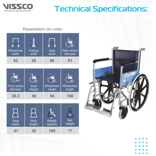 Comfortable wheelchair with fixed big wheel by Vissco