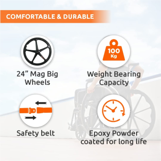 Comfortable foldable wheelchair with mag wheels
