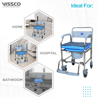 Rustproof Vissco PC 9969 Comfort SS wheelchair with commode
