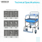 Vissco PC 9969 Comfort SS Shower Commode Wheelchair – Height Adjustable & Rustproof Design