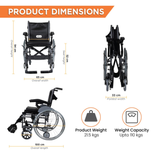 Foldable Vissco Imperio Wheelchair with Removable Big Wheels