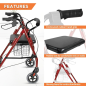 Vissco PC 2924 Dora Rollator with Seat & Basket – Rollator Walker with Seat for Comfort and Convenience