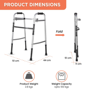 Vissco Dura Lite Walker without Wheels – Lightweight & Stable