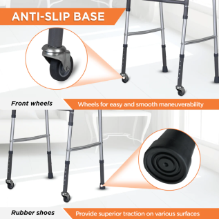 Close-up of ergonomic handles on Vissco Dura Lite Walker With Wheels