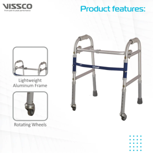 Child-sized ergonomic handles on Vissco folding walker