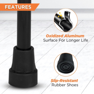 Vissco PC 2906 Avanti Black Aluminium Stick for enhanced stability