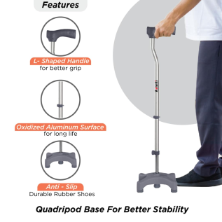Durable Vissco PC 0909 Avanti Quadripod Stick for mobility support