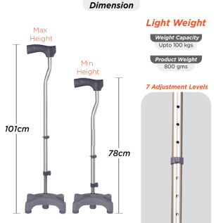Vissco PC 0909 Avanti L-shape Stick with four-point base for balance