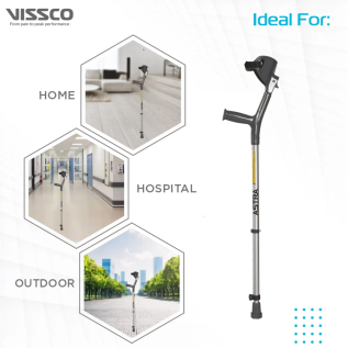 Adjustable elbow crutch for mobility aid users