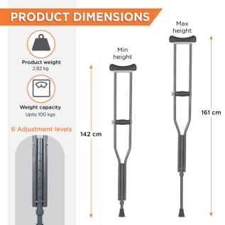 Vissco Astra Under Arm Crutches – Aluminium Adjustable