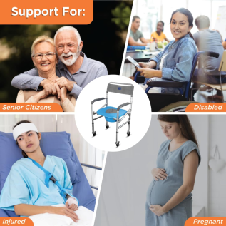 Bathroom mobility aid Vissco Comfort foldable chair with wheels