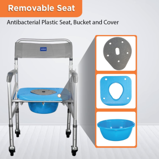 Vissco Comfort Foldable Commode Shower Chair with Castor