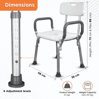 Vissco Comfort Shower Chair – Adjustable Bathroom Aid