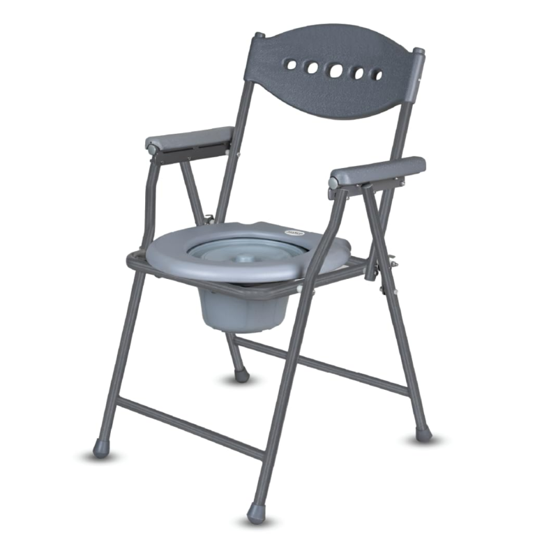 Vissco Comfort Steel Folding Commode Chair – Portable Bathroom Mobility Aid for Comfort & Orthopedic Support