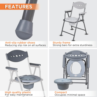 Lightweight commode chair with orthopedic support Vissco