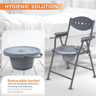 Bathroom mobility aid steel folding commode chair