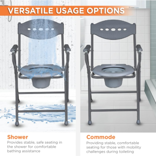 Vissco Comfort Steel Folding Commode Chair – Portable Aid