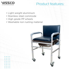 Vissco PC 0914 Comfort Adi Commode with Back Rest – Foldable Senior Citizen Bathroom Safety Chair