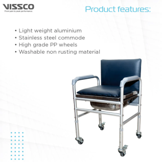 Vissco PC 0914 Comfort Adi Commode with Back Rest – Foldable Senior Citizen Bathroom Safety Chair