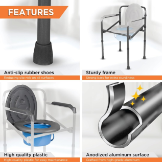 Vissco Comfort-Folding Commode with bucket