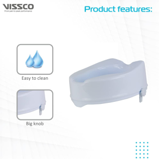 Vissco PC 0945A 2 Inch Elevated Commode Seat – Raised Toilet Seat for Elderly