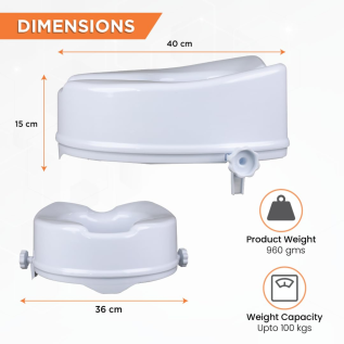 Durable and hygienic elevated commode seat for elderly care