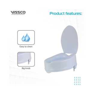 Vissco PC 0945D Elevated Commode Seat – Raised Toilet Seat with Lid for Comfort & Safety