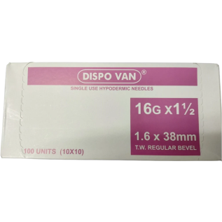 Dispovan 16G 1/2 Needle with disposable syringe needle