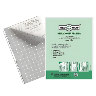 Backache support with Belladonna Plaster heat patch