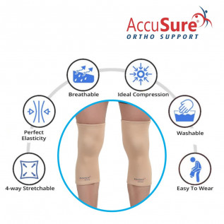 AccuSure Compression Knee Sleeves | Knee Support | Knee Brace | Knee Support for Running Men & Women Eastic