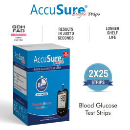 AccuSure Simple Blood Glucose Test Strip for Accurate Diabetes Monitoring – 50 Strips