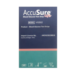 AccuSure Life Glucometer Test Strip for Accurate Sugar Testing – Pack of 25 Diabetes Test Strips