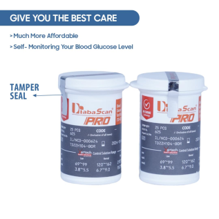 Easy-to-use DiabaScan Strips 100 (50 × 2) for home glucose check