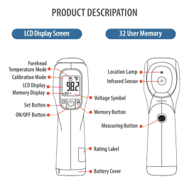 Perfecxa Infrared Forehead Thermometer VHS-0220 – Digital Temperature Gun for Fast, Contactless Reading