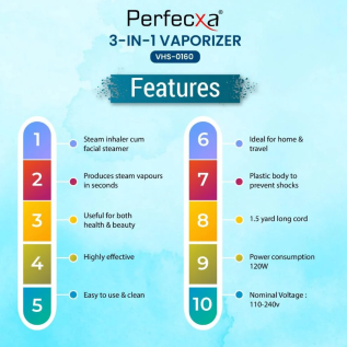 Perfexa 3-IN-1 Steam Inhaler for Cold Relief and Beauty