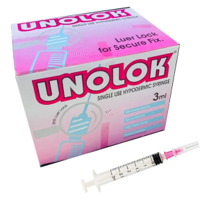 Unolok Single Use Luer Lock Syringe 3ml – 3ml Disposable
