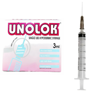 Unolok Single Use Luer Lock Syringe 3ml – 3ml Disposable