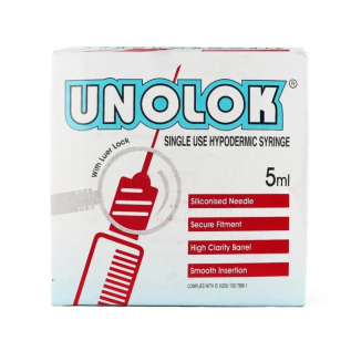 Unolok Single Use Luer Lock Syringe 5ml – Sterile and Secure 5ml Disposable Luer Lock Syringe for Safe Injections