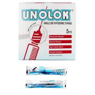 Unolok Single Use Luer Lock Syringe 5ml – Disposable 5ml