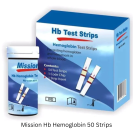 Mission Hemoglobin HB Test Strips Pack of 50 – Accurate HB Test Strips for Fast Hemoglobin Testing