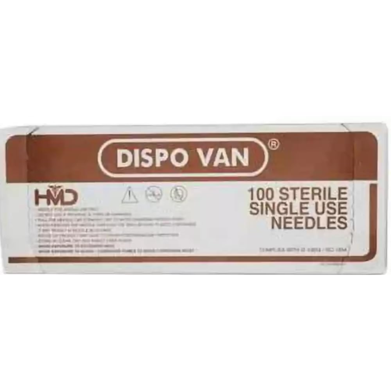 Dispovan 26Gx1.5 Needle Pack of 100 Sterile Hypodermic Needle for Medical Use